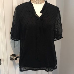 Black sheer blouse with dots